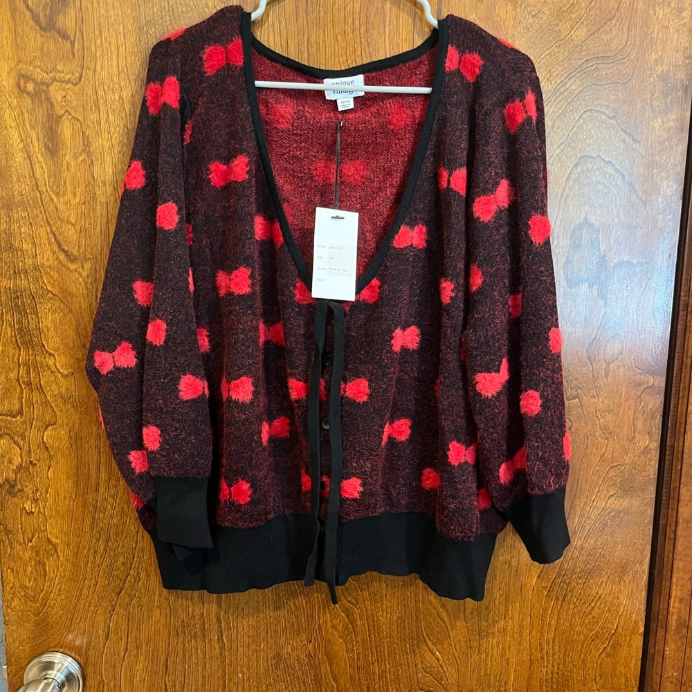 Unique Vintage Black and Red Cardigan